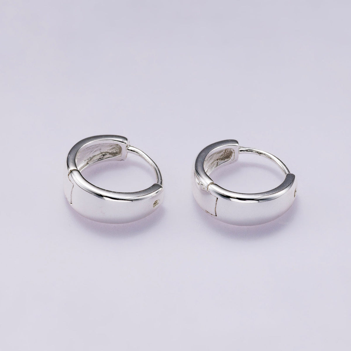 S925 Sterling Silver 12.5mm Minimalist Chubby Huggies Cartilage Earrings | SL-00652