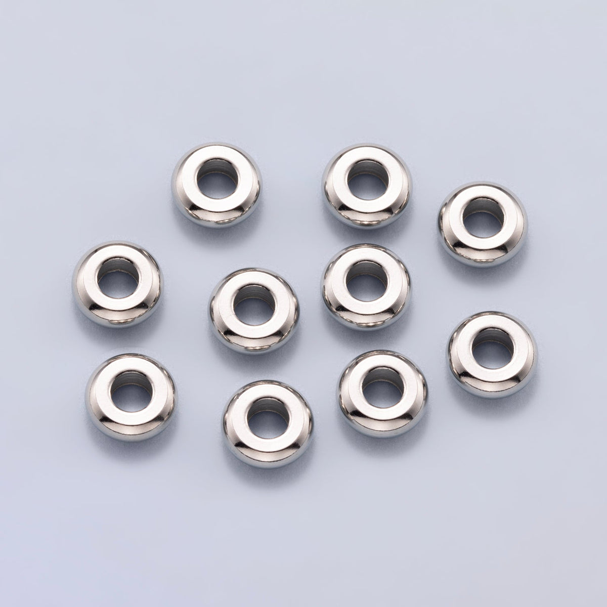 Rhodium Plated 8mm Minimalist Rondelle Spacer Beads by 10 Pieces | Findings-00164