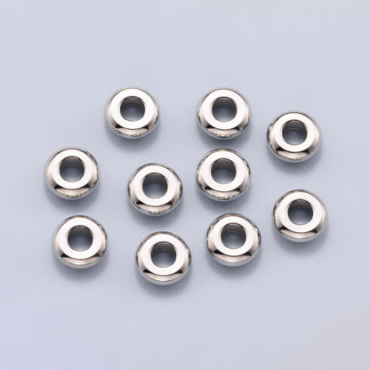 Rhodium Plated 8mm Minimalist Rondelle Spacer Beads by 10 Pieces | Findings-00164