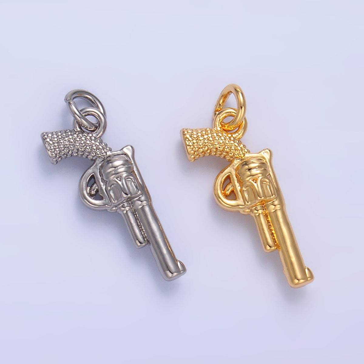 24K Gold Filled 16mm Riffle Gun Multidimensional 3D Charm in Gold &amp; Silver | W798