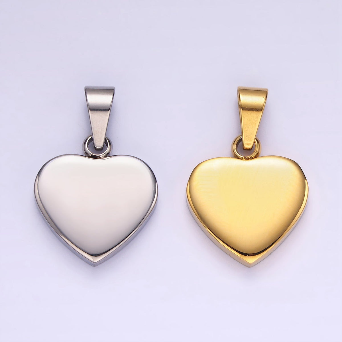 Gold Stainless Steel Heart Pendant Silver Blank Heart Charm P-1197