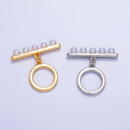 24K Gold Filled 22mm Shell Pearl Minimalist Toggle Clasps Closure Findings in Gold &amp; Silver | Z1038