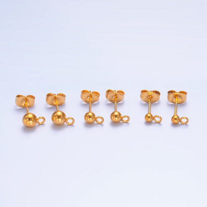 Stainless Steel 3mm, 4mm, 5mm Ball Bead Drop Stud Findings | Z1062 Z1077 Z1078