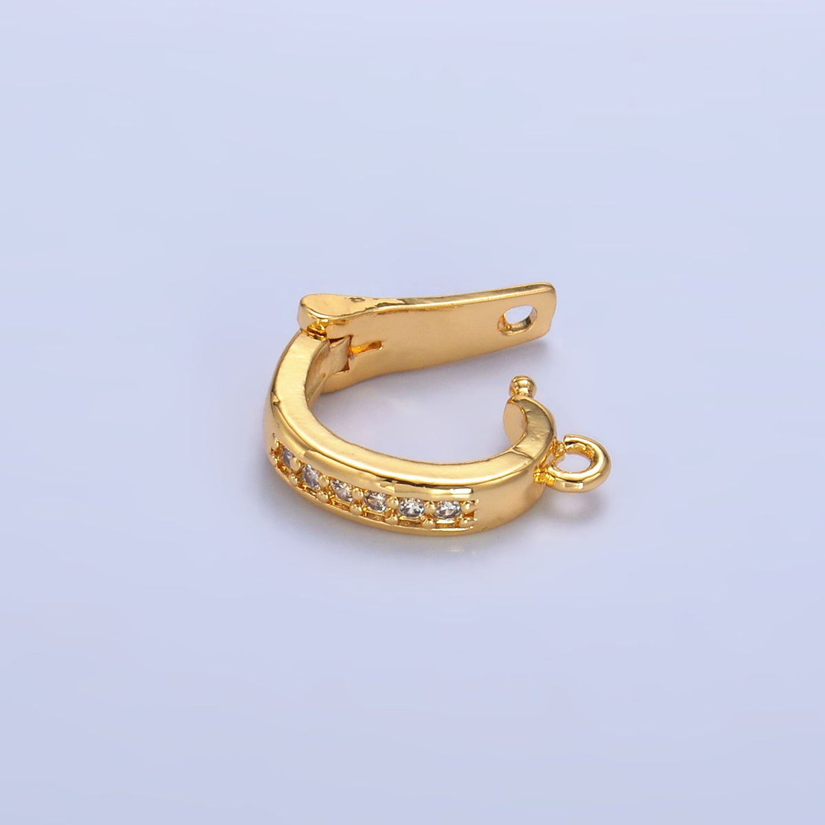 24K Gold Filled 14.5mm Micro Paved CZ Snap Latch Bail Finding | Z1087