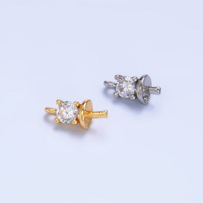 24K Gold Filled Clear CZ Drill Bail Finding in Gold &amp; Silver | Z1060