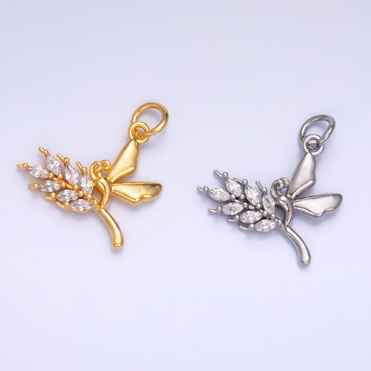 24K Gold Filled Marquise CZ Butterfly Charm in Gold &amp; Silver | W885