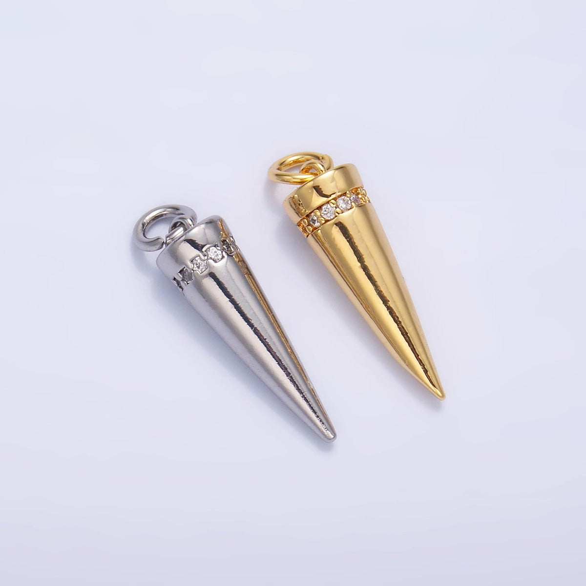 24K Gold Filled Micro Paved CZ Spike Charm in Gold &amp; Silver | W881