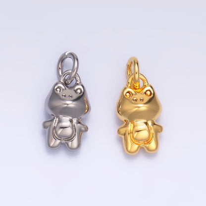 24K Gold Filled 10mm Frog Animal 3D Multidimensional Mini Charm in Gold &amp; Silver | W873