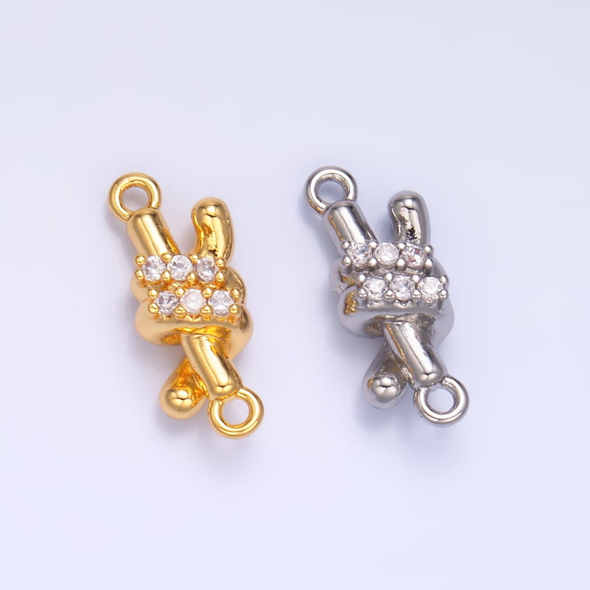 24K Gold Filled Micro Paved CZ Double Tube Bar Knot Connector in Gold &amp; Silver | Y005