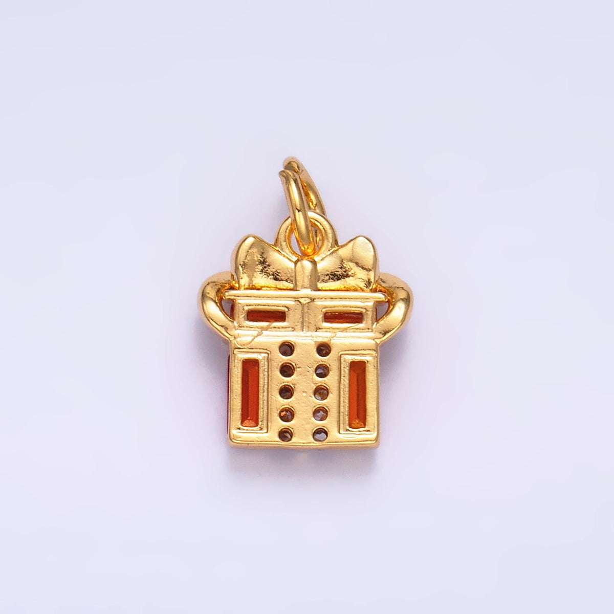 24K Gold Filled Red Baguette CZ Present Gift Charm | M178