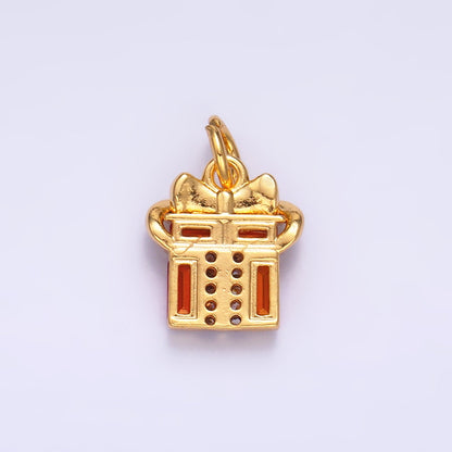 24K Gold Filled Red Baguette CZ Present Gift Charm | M178