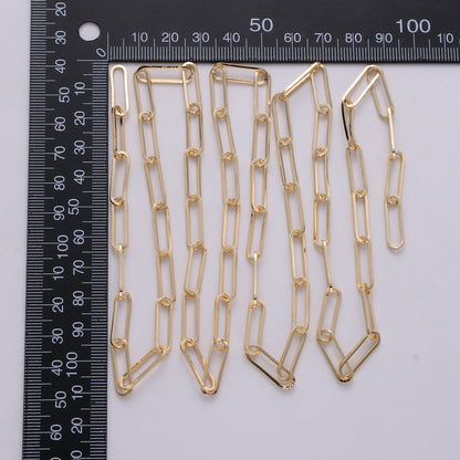 24K Gold Filled 4mm Minimalist Paperclip Unfinished Chain by Yard | Roll-252