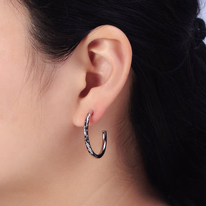 30mm Clear CZ Dotted C-Shaped Hoop Earrings in Gold &amp; Silver | AB749 AB741