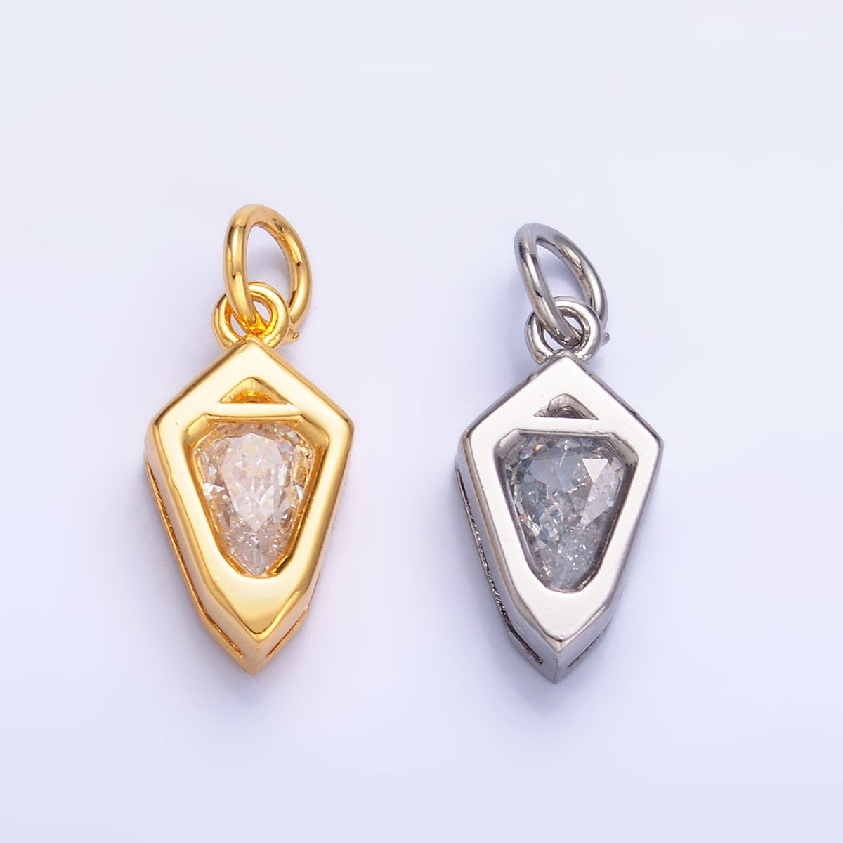 24K Gold Filled Clear CZ Geometric Mini Add-On Charm in Gold &amp; Silver | M623