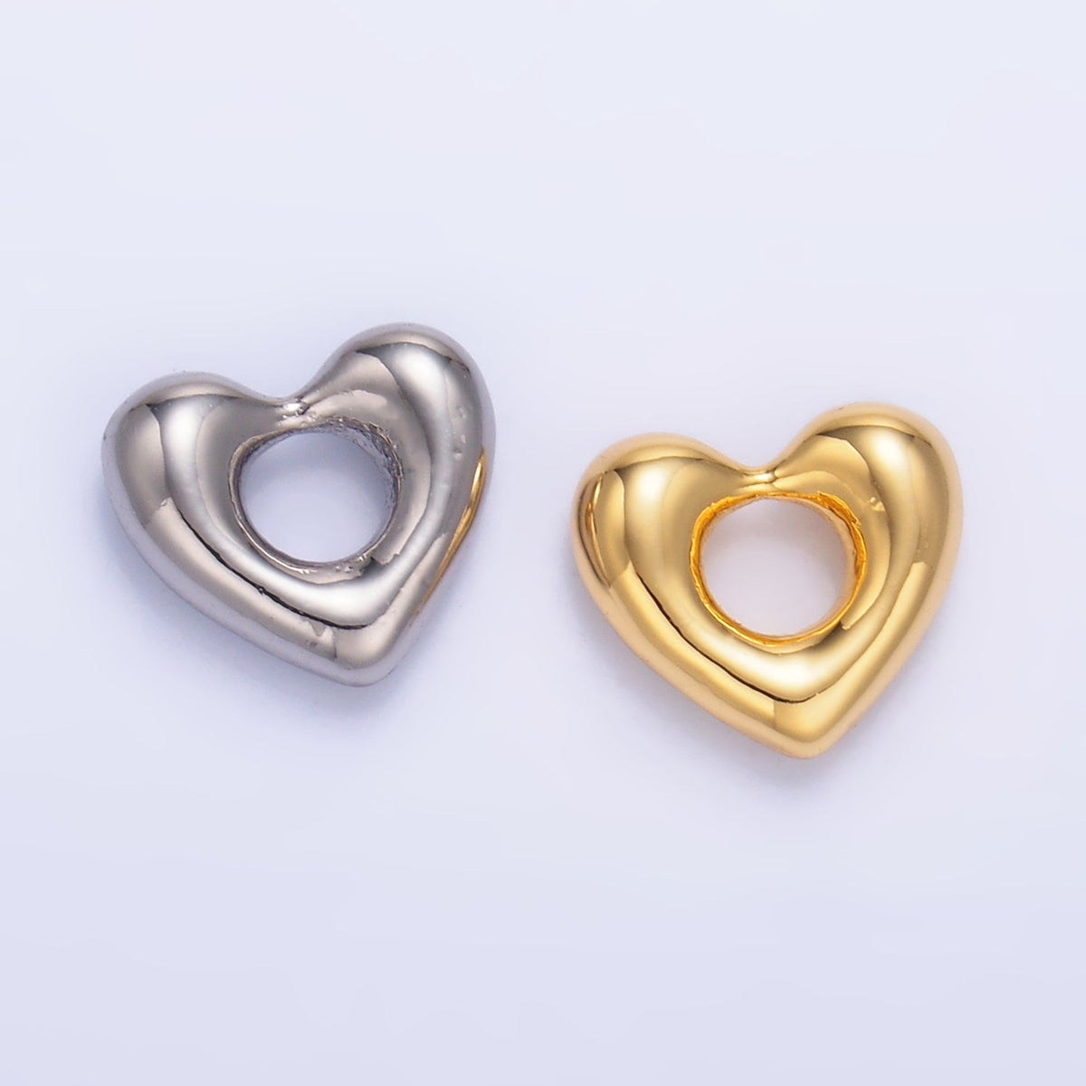 24K Gold Filled 11.5mm Minimalist Molten Heart Bead in Gold &amp; Silver | B207