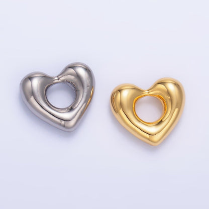 24K Gold Filled 11.5mm Minimalist Molten Heart Bead in Gold &amp; Silver | B207