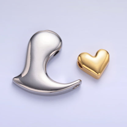 24K Gold Filled Double Heart Geometric Mixed Metal Slide Charm Set | W824