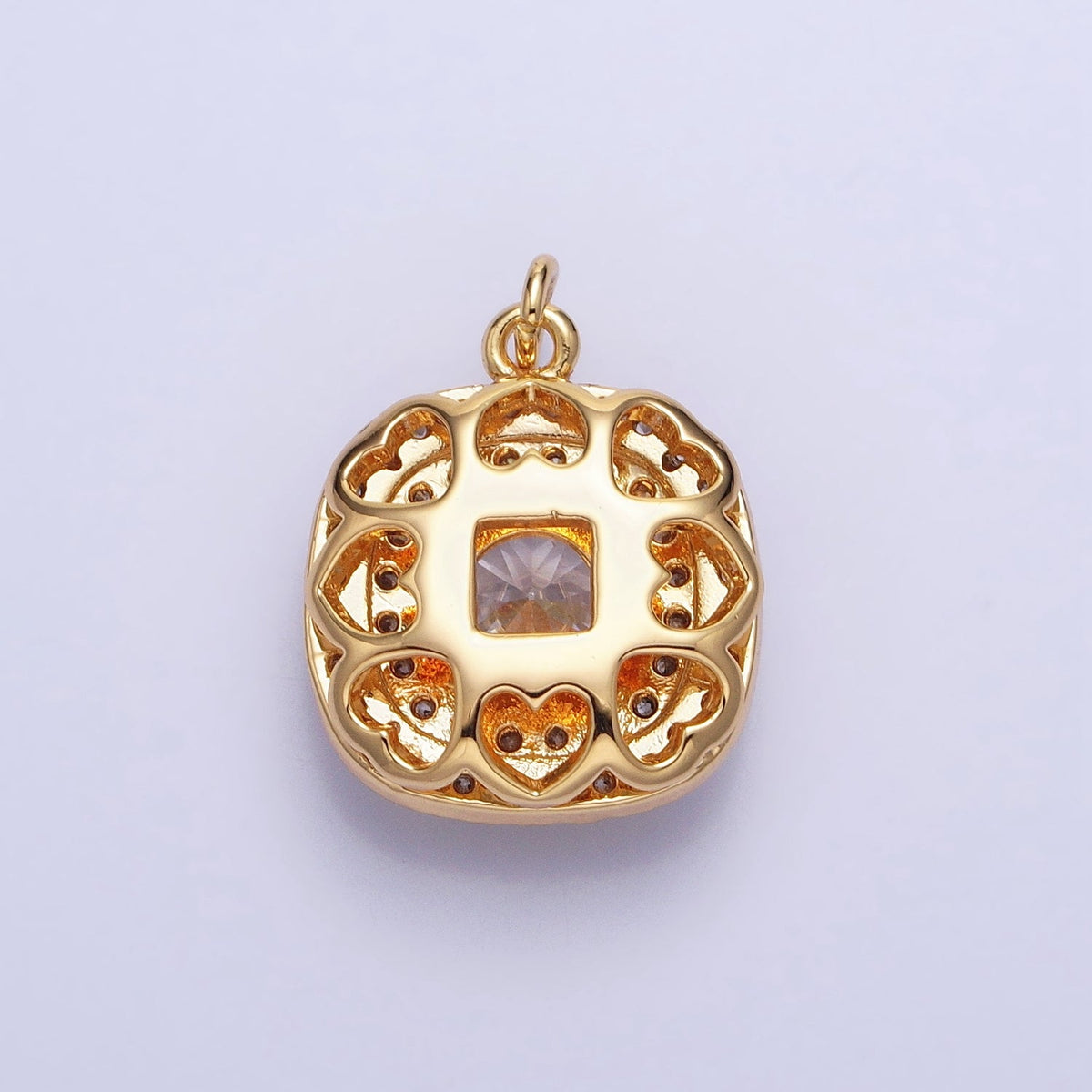 16K Gold Filled Square Micro Paved Round Clear CZ Add-On Charm in Gold &amp; Silver | AC389 AC390