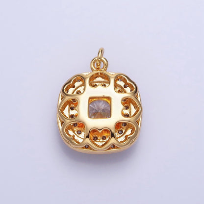 16K Gold Filled Square Micro Paved Round Clear CZ Add-On Charm in Gold &amp; Silver | AC389 AC390