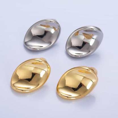 24K Gold Filled Curved Oval Stud Earrings in Gold &amp; Silver | AB919 AB921