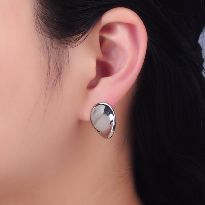 24K Gold Filled Curved Oval Stud Earrings in Gold &amp; Silver | AB919 AB921