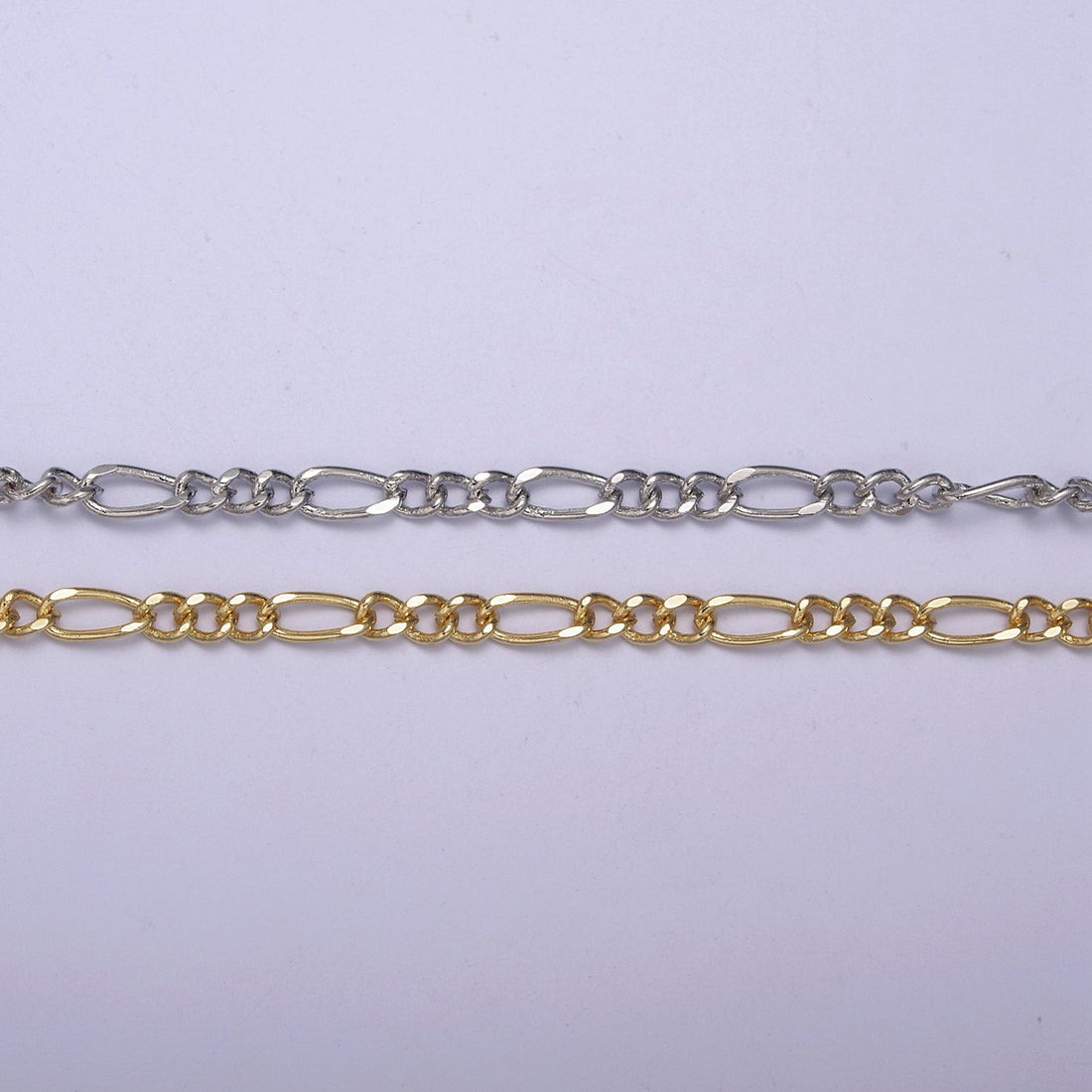 24K Gold Filled Gold Silver Figaro Unfinished Chain, Dainty Figaro Wholesale Chain by Yard For Jewelry Making Supply Component | ROLL-631, ROLL-632 Clearance Pricing