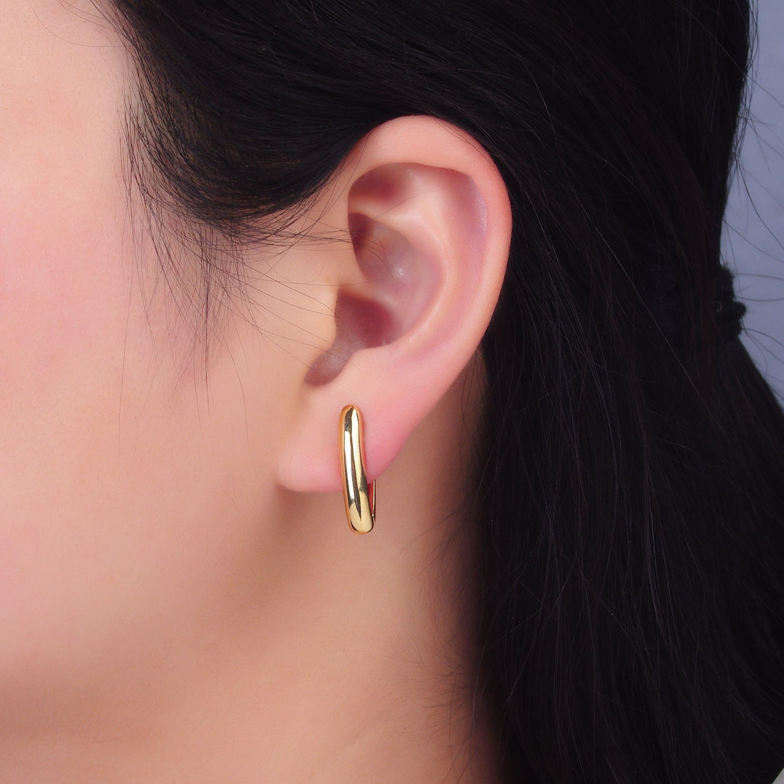 24K Gold Filled Minimalist V-Shaped Hoop Earrings in Gold &amp; Silver | AB681 AB682