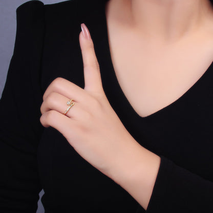 24K Gold Filled Micro Paved CZ Flower Celestial Star Claw Ring | O825