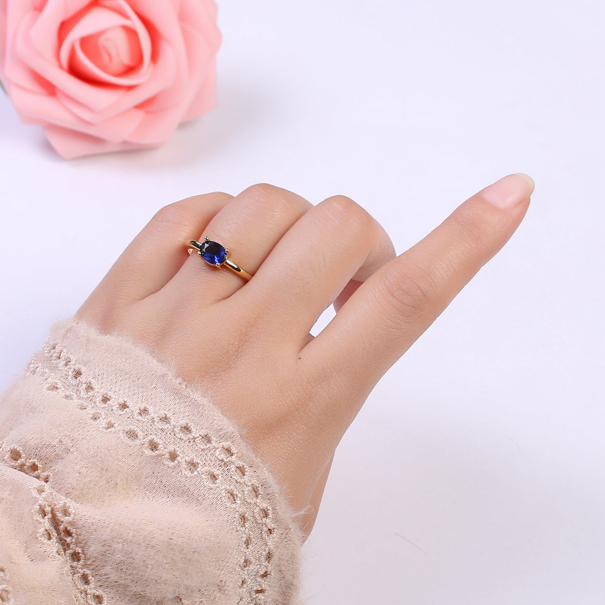 14K Gold Filled Red, Blue, Pink, Light Blue, Purple, Green Round Solitaire CZ Ring | U269 - U274