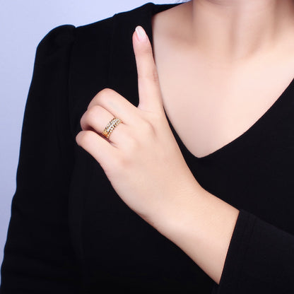16K Gold Filled Paddy Wheat Band Statement Ring in Gold &amp; Silver | O-1966 O-1967