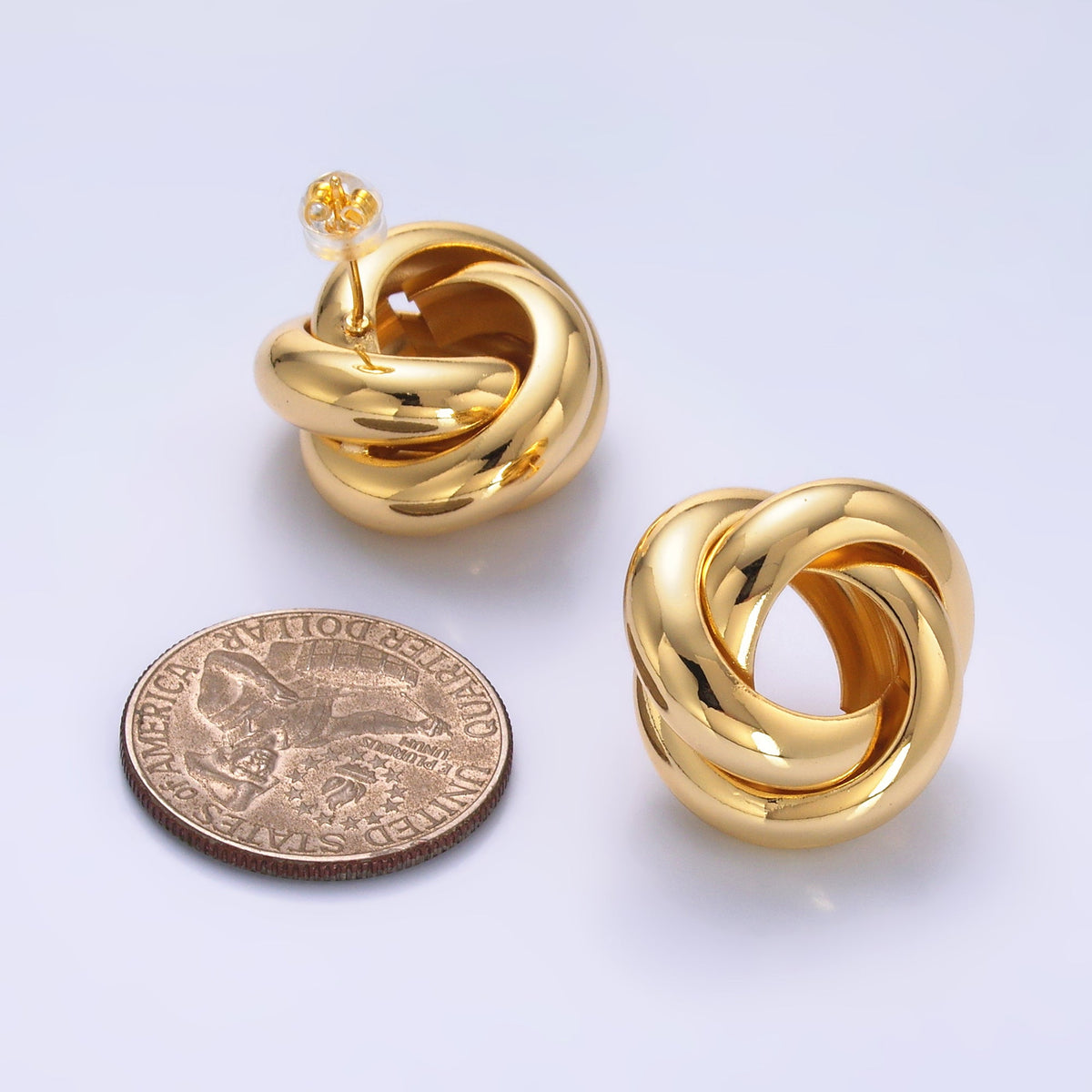 24K Gold Filled Geometric Circular Knot Stud Earrings in Gold &amp; Silver | AB699 AB700