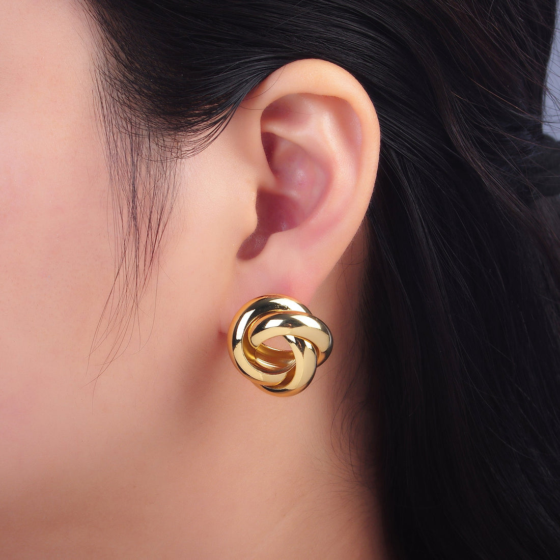 24K Gold Filled Geometric Circular Knot Stud Earrings in Gold &amp; Silver | AB699 AB700