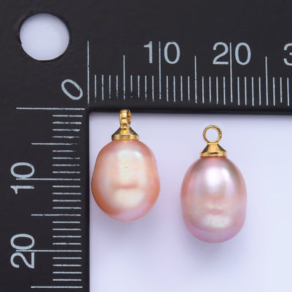 24K Gold Filled Light Purple, Pink, Dark Purple Freshwater Pearl Charm | P1573 P1577 P1578
