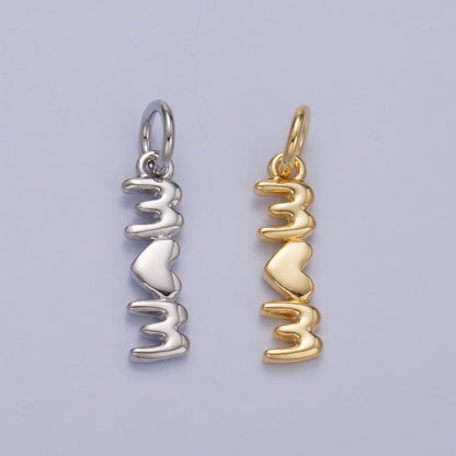 24K Gold Filled "MOM" Heart Script Charm in Gold &amp; Silver | W789