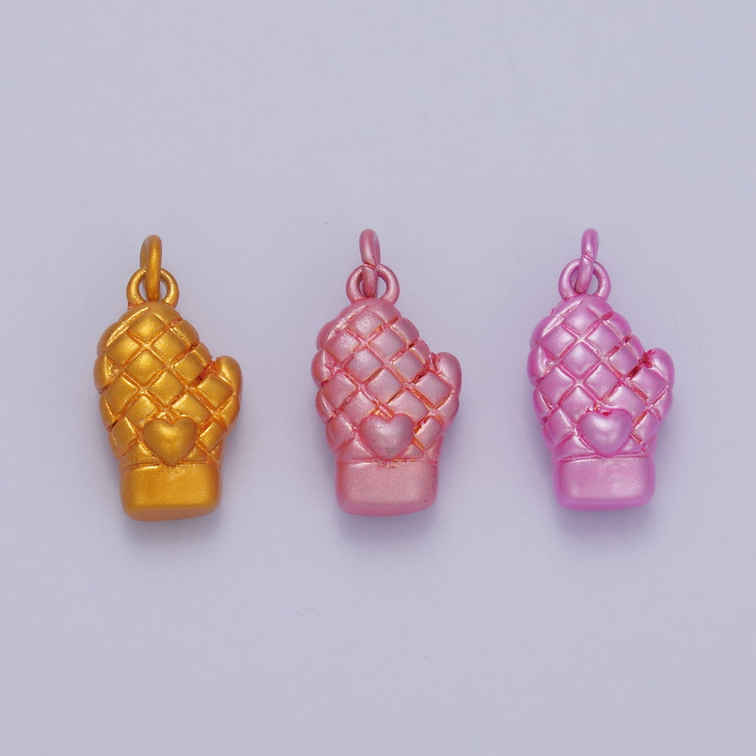 24K Gold Filled Baby Pink, Orange, Pink Heart Mitten Baking Glove Charm | C021 C022