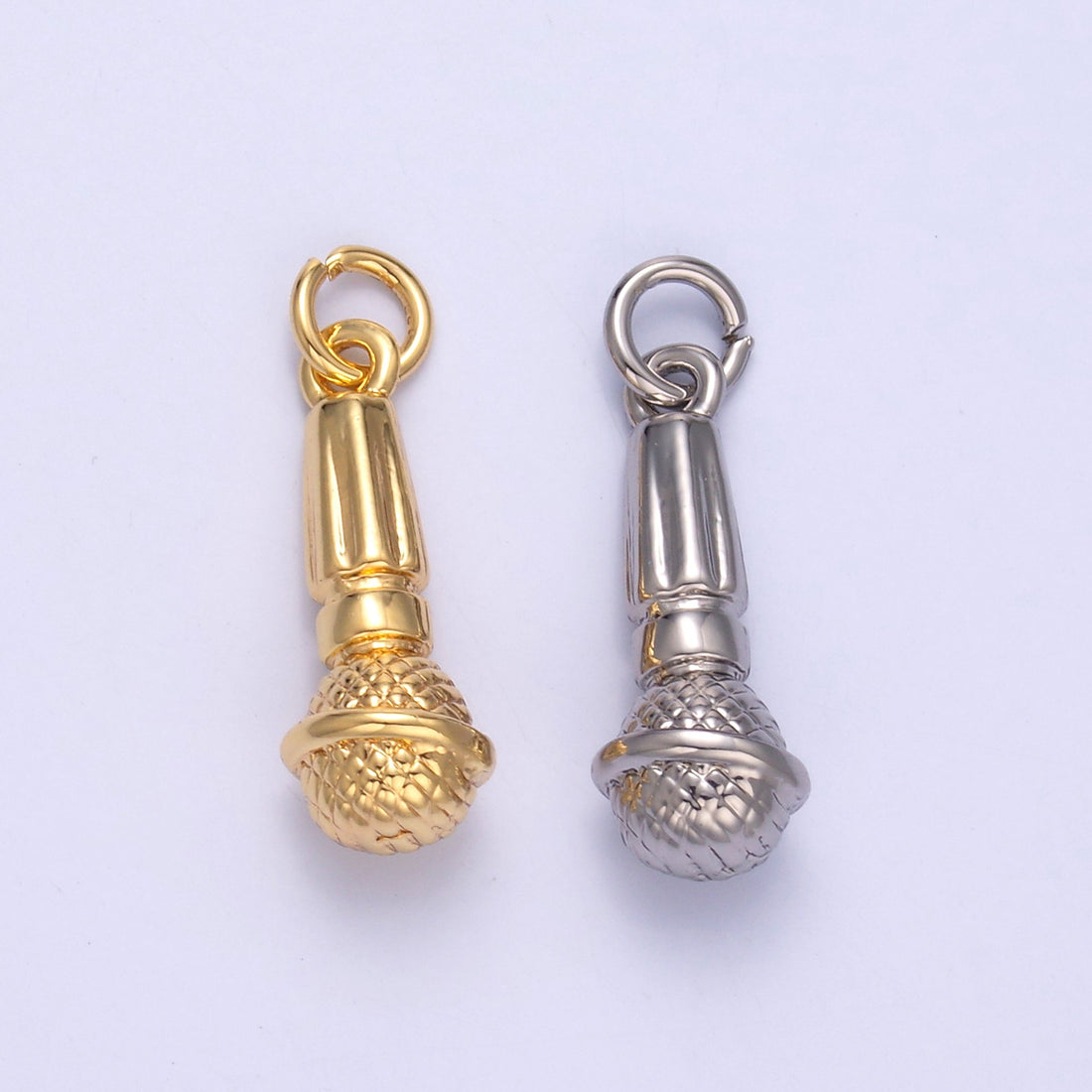24K Gold Filled Karaoke Microphone Multidimensional 3D Charm in Gold &amp; Silver | N024