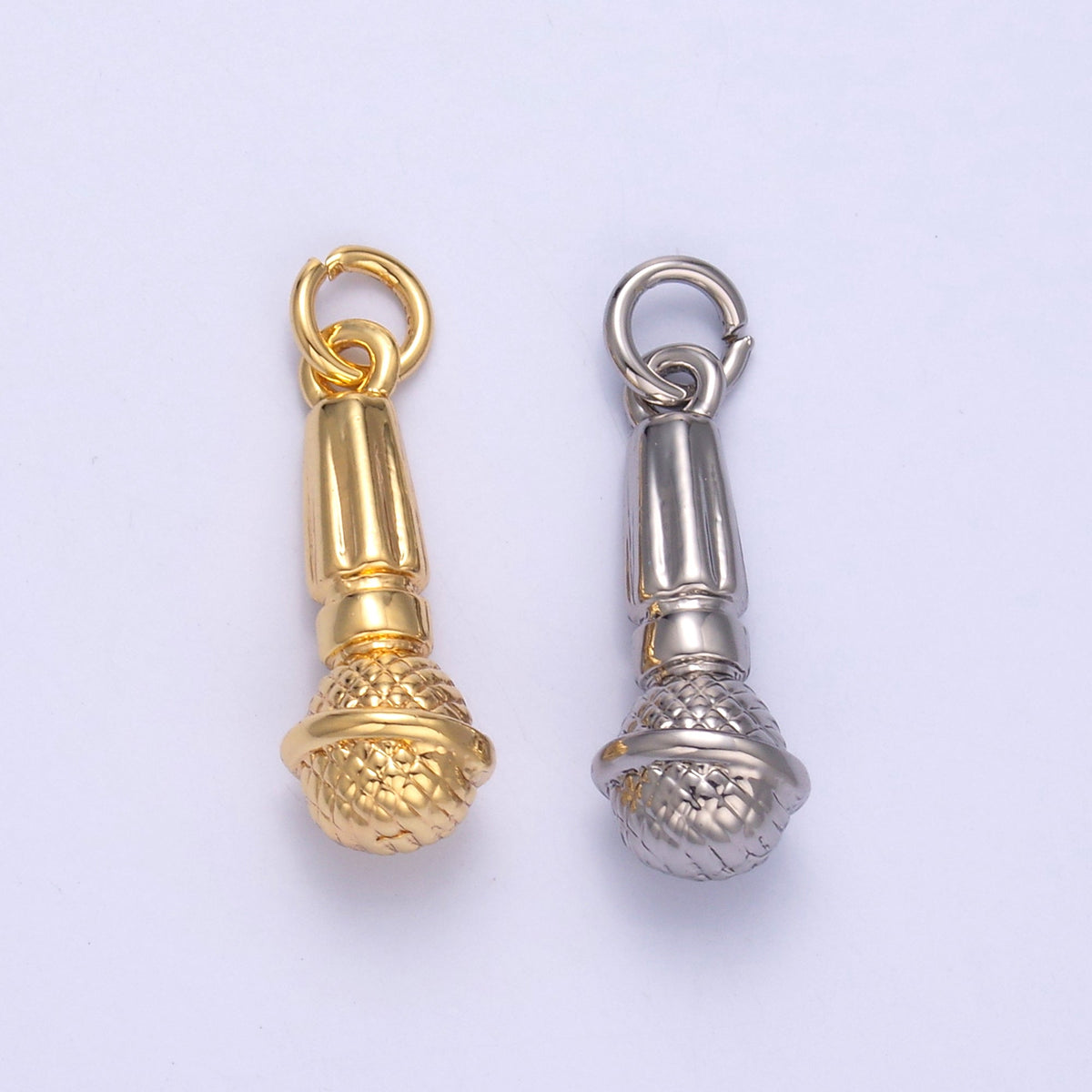 24K Gold Filled Karaoke Microphone Multidimensional 3D Charm in Gold &amp; Silver | N024
