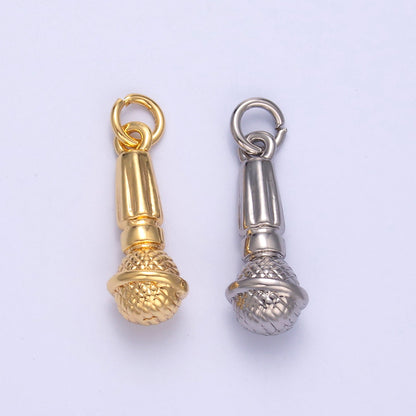 24K Gold Filled Karaoke Microphone Multidimensional 3D Charm in Gold &amp; Silver | N024