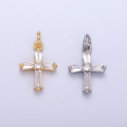 24K Gold Filled Clear Baguette CZ Charm in Gold &amp; Silver | C076