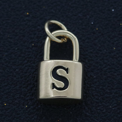 14K Gold Filled Padlock Letter Initial Lock Personalized Charm Pendant | A-822-A-834