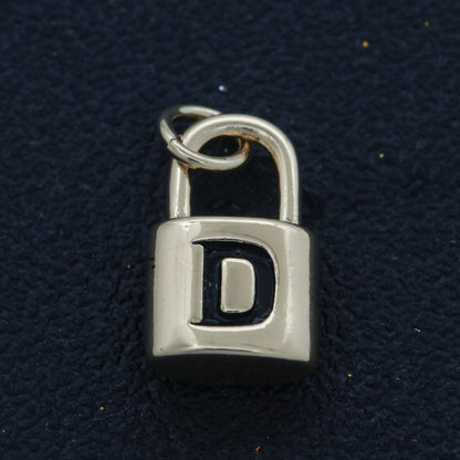 14K Gold Filled Padlock Letter Initial Lock Personalized Charm Pendant | A-822-A-834
