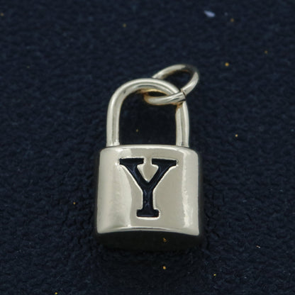 14K Gold Filled Padlock Letter Initial Lock Personalized Charm Pendant | A-822-A-834