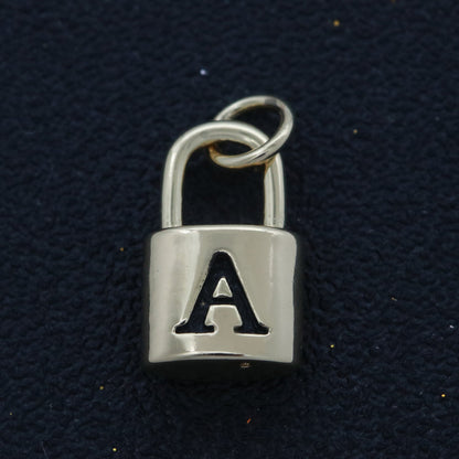 14K Gold Filled Padlock Letter Initial Lock Personalized Charm Pendant | A-822-A-834