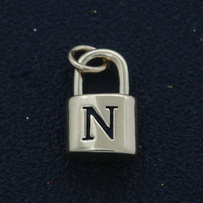 14K Gold Filled Padlock Letter Initial Lock Personalized Charm Pendant | A-822-A-834