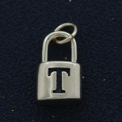 14K Gold Filled Padlock Letter Initial Lock Personalized Charm Pendant | A-822-A-834
