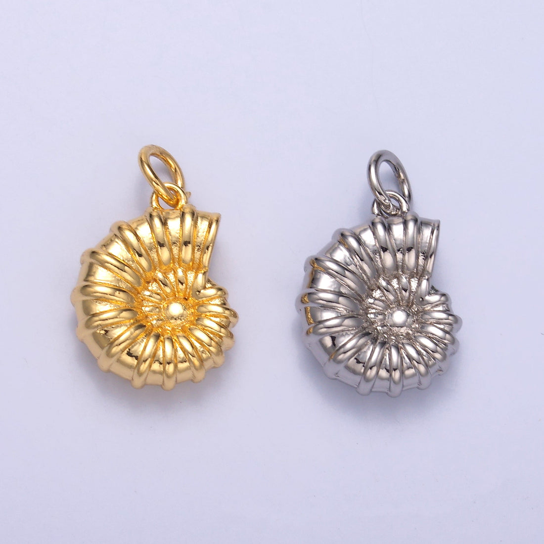 24K Gold Filled Nautilus Shell Multidimensional 3D Charm in Gold &amp; Silver | N014