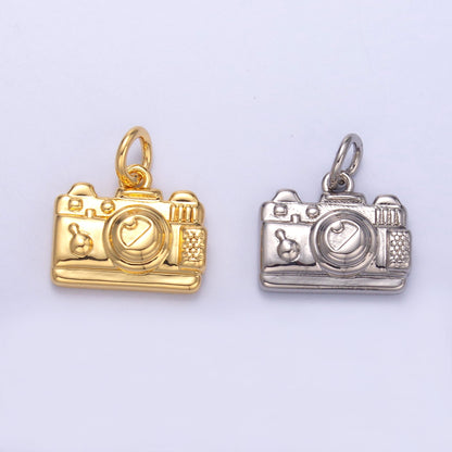 24K Gold Filled Vintage Photography Camera Charm in Gold &amp; Silver | N013