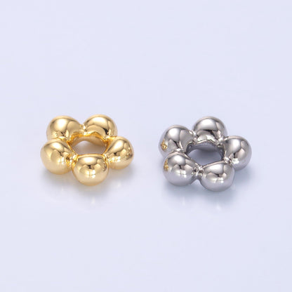 24K Gold Filled Minimalist Chubby Flower Round Rondelle Bead in Gold &amp; Silver | B642