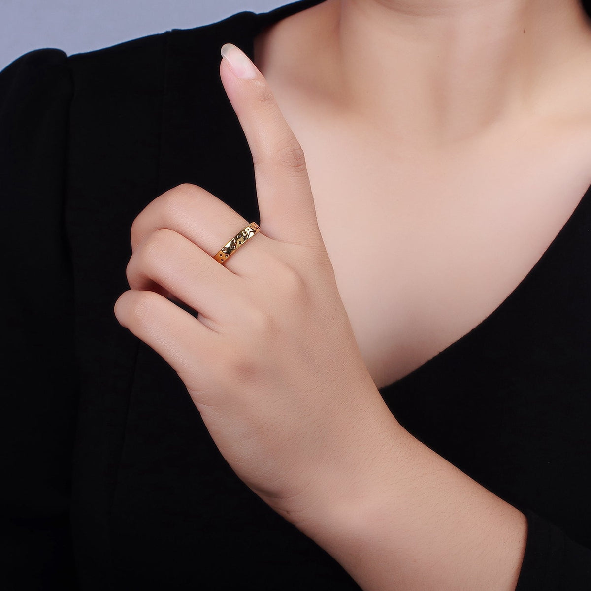 14K Gold Filled Valley River Starry Night Band Ring Set in Silver &amp; Gold | O1068 O1069