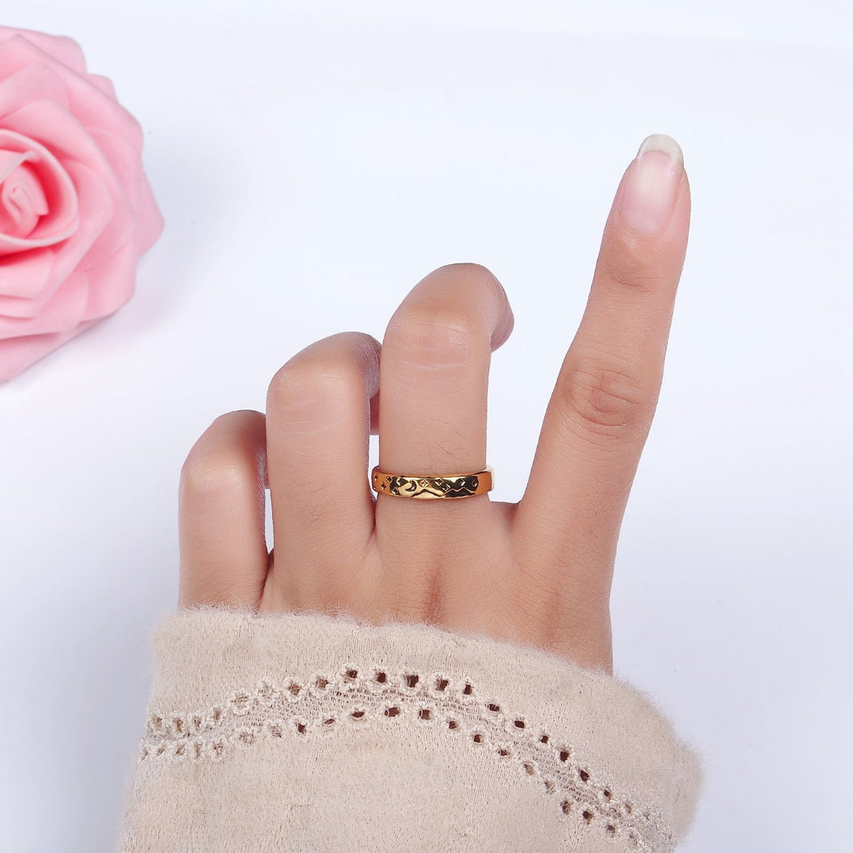 14K Gold Filled Valley River Starry Night Band Ring Set in Silver &amp; Gold | O1068 O1069